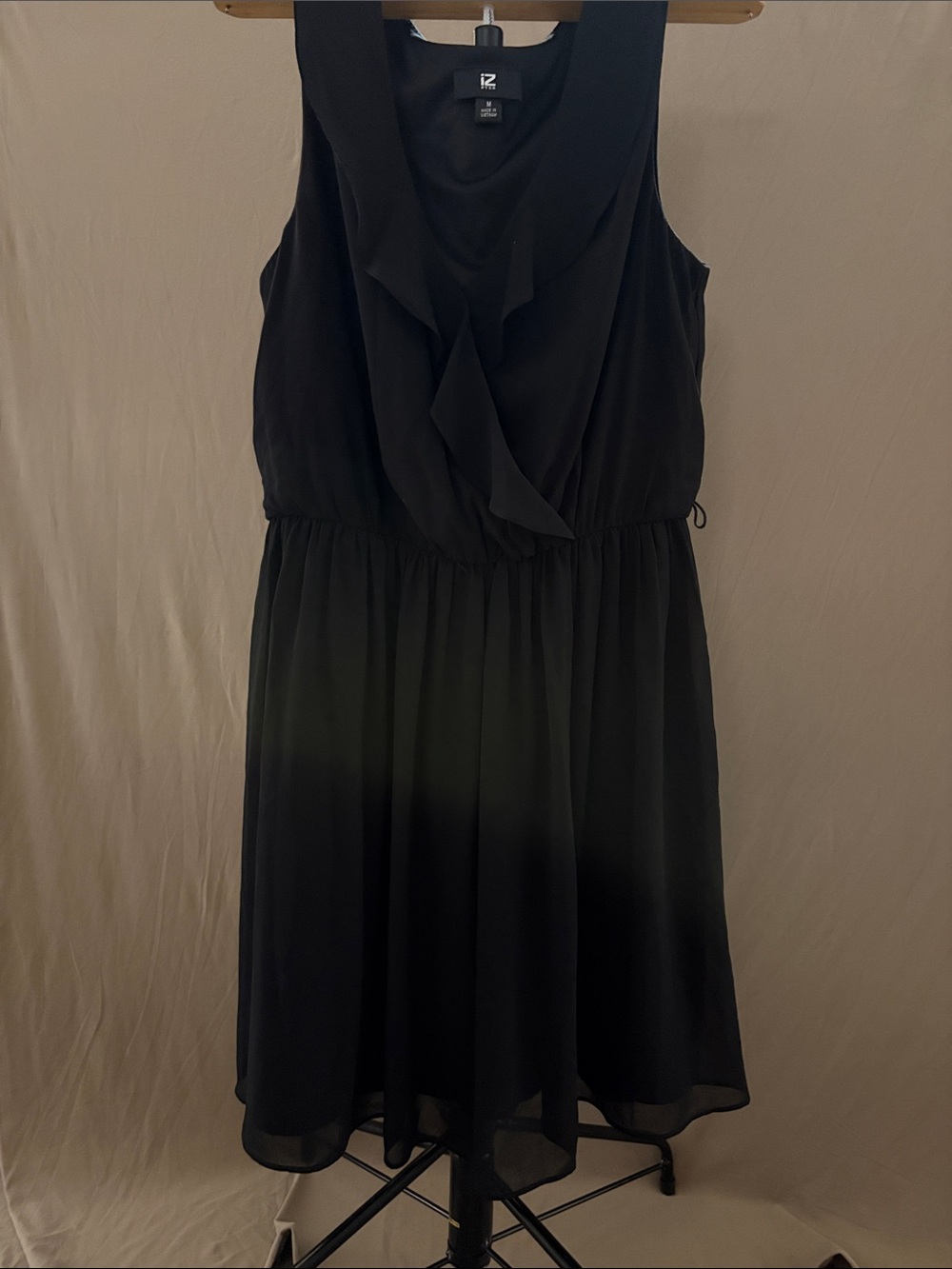 Black Ruffle V-Neck Sleeveless Dress